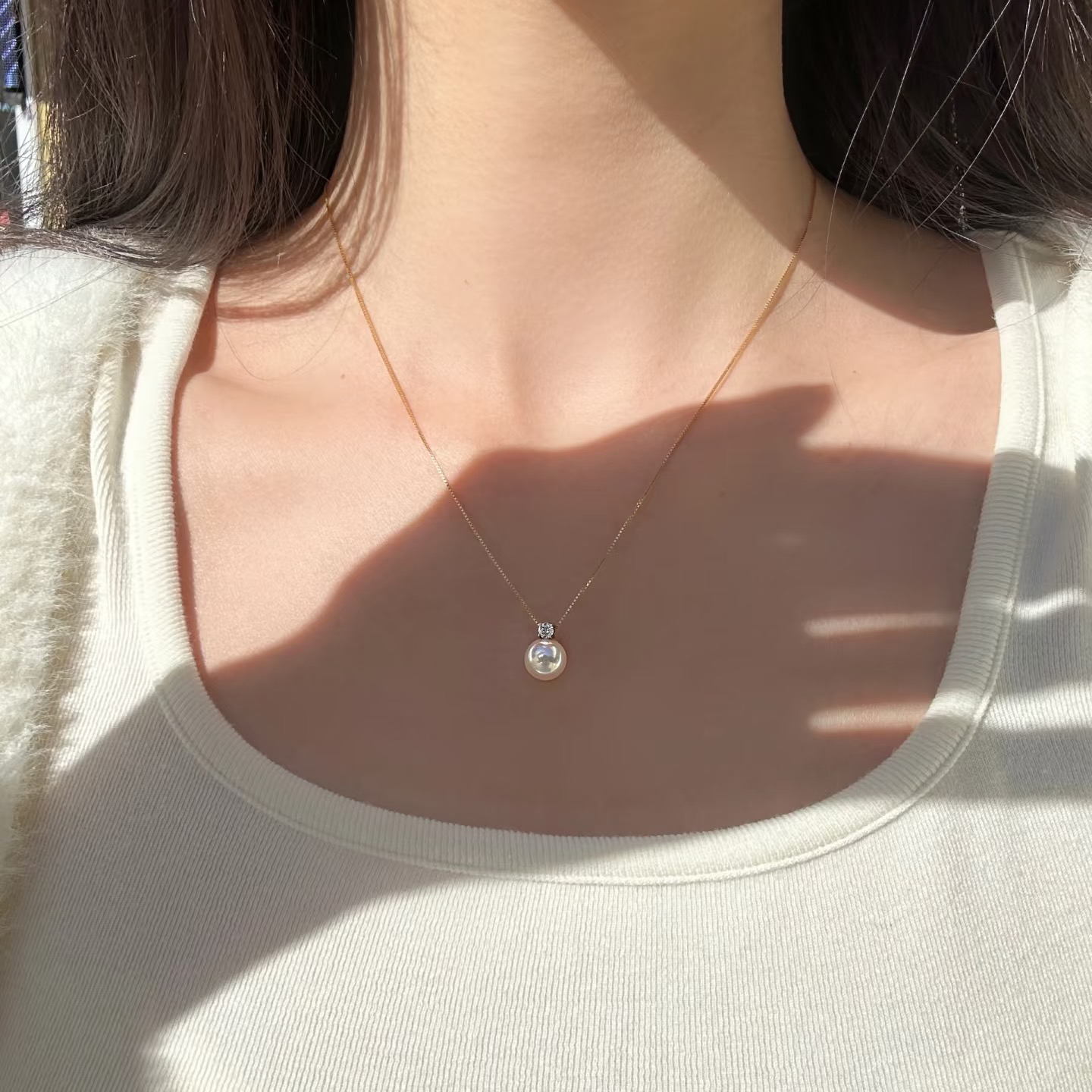 s925银海水akoya天女级品质吊坠8-9mm戴妃款轻奢时尚气质