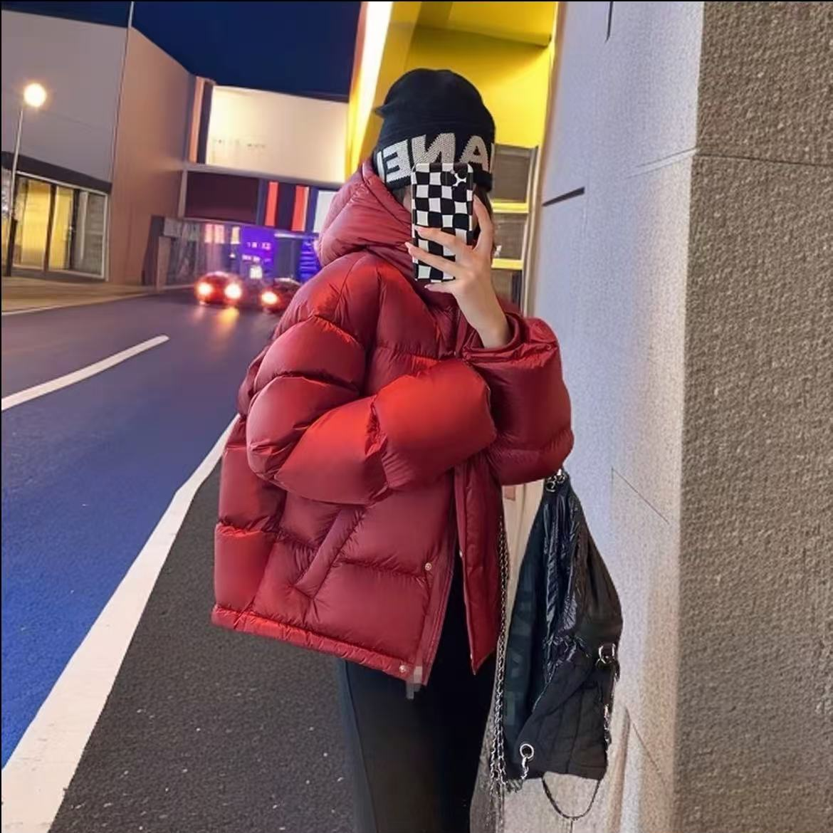 情侣90白鸭绒服泡芙立领短款女冬季新款加厚保暖外套面包服羽绒服