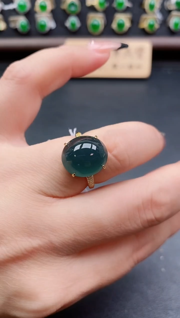 银S925镶嵌戒指翡翠1