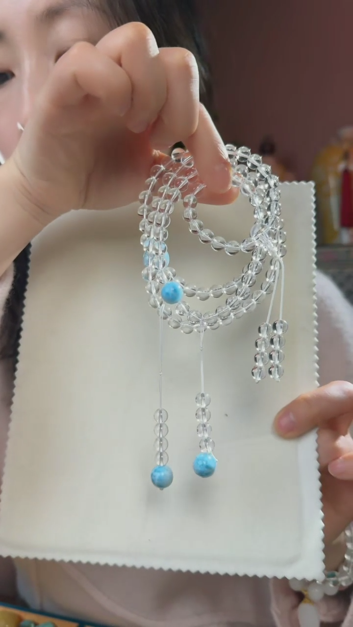 【闪购商品】水晶毛衣链未镶嵌天然白水晶108颗毛衣链7.5mm