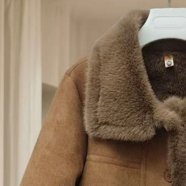 33款-【牛角扣】女士外套冬季保暖时尚气质百搭毛绒翻领牛角扣