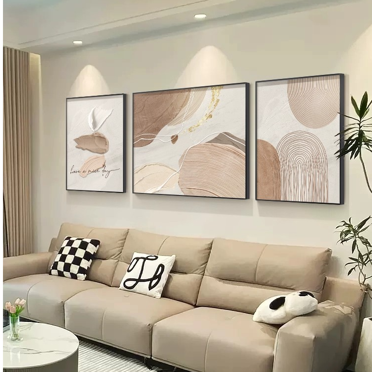 奶油风客厅装饰画2025新款莫兰迪极简抽象艺术壁画沙发背景墙挂画