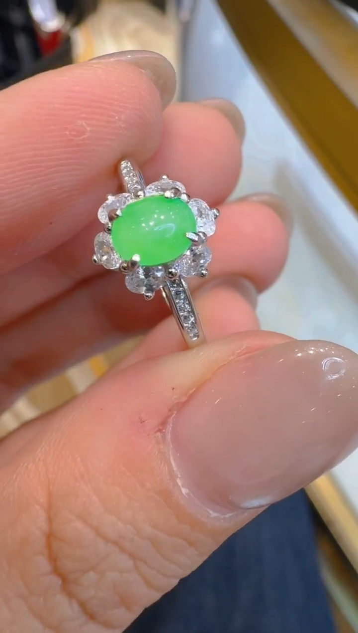 银S925镶嵌戒指翡翠多样性团购发一件