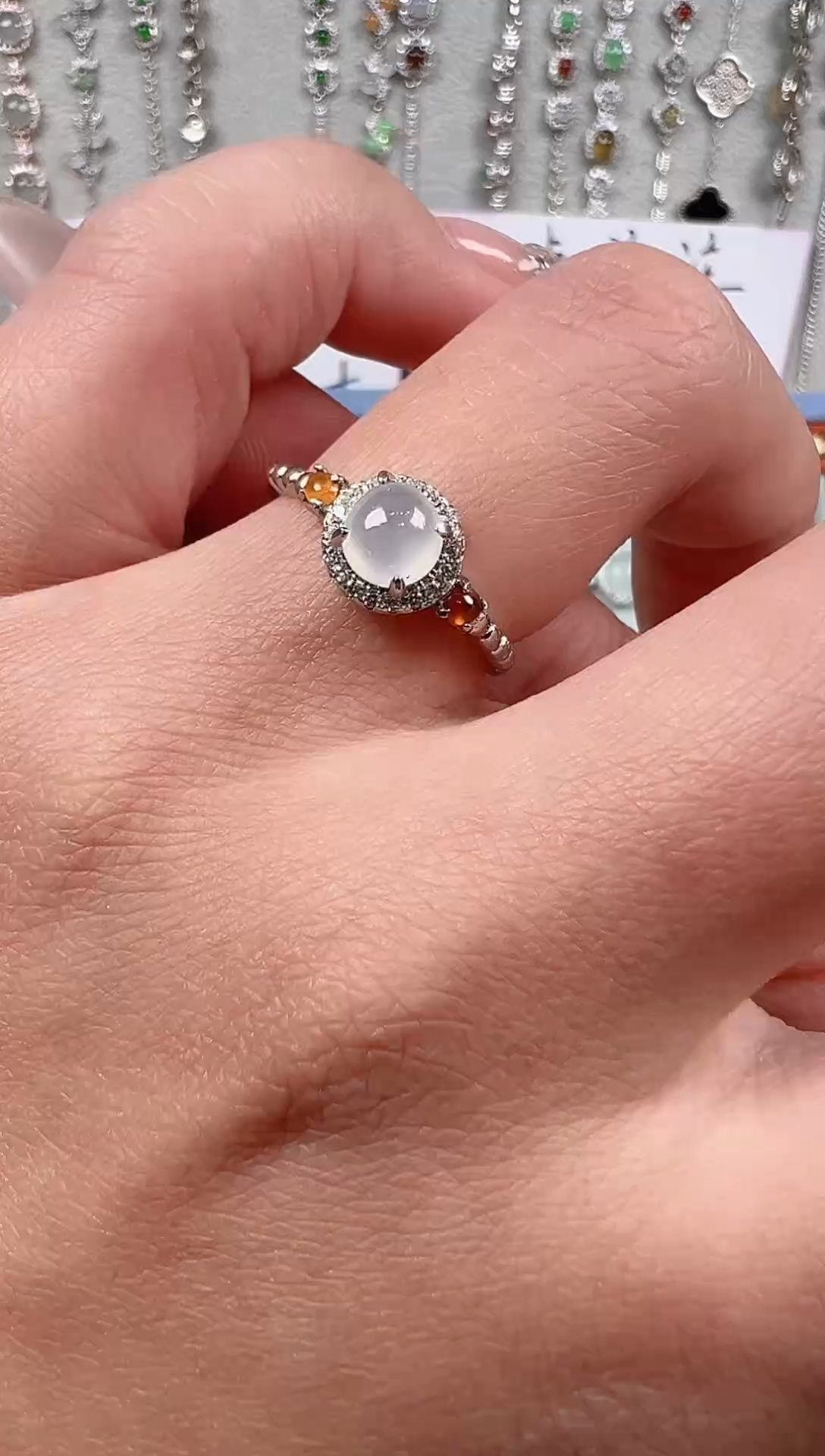 【闪购商品】翡翠戒指银S925镶嵌天然缅料保a保真保天然