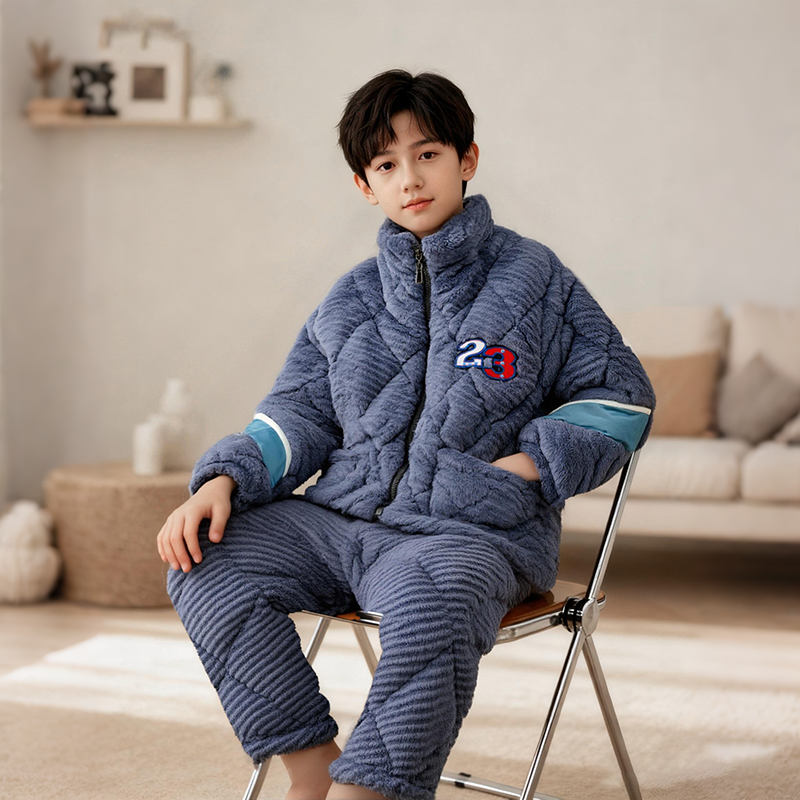 冬季加绒加厚保暖睡衣家居服套装