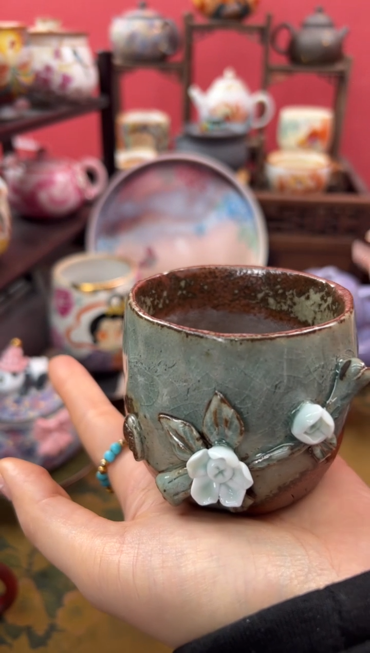 【闪购商品】素慕堂老陶泥手捏绿梅手握杯