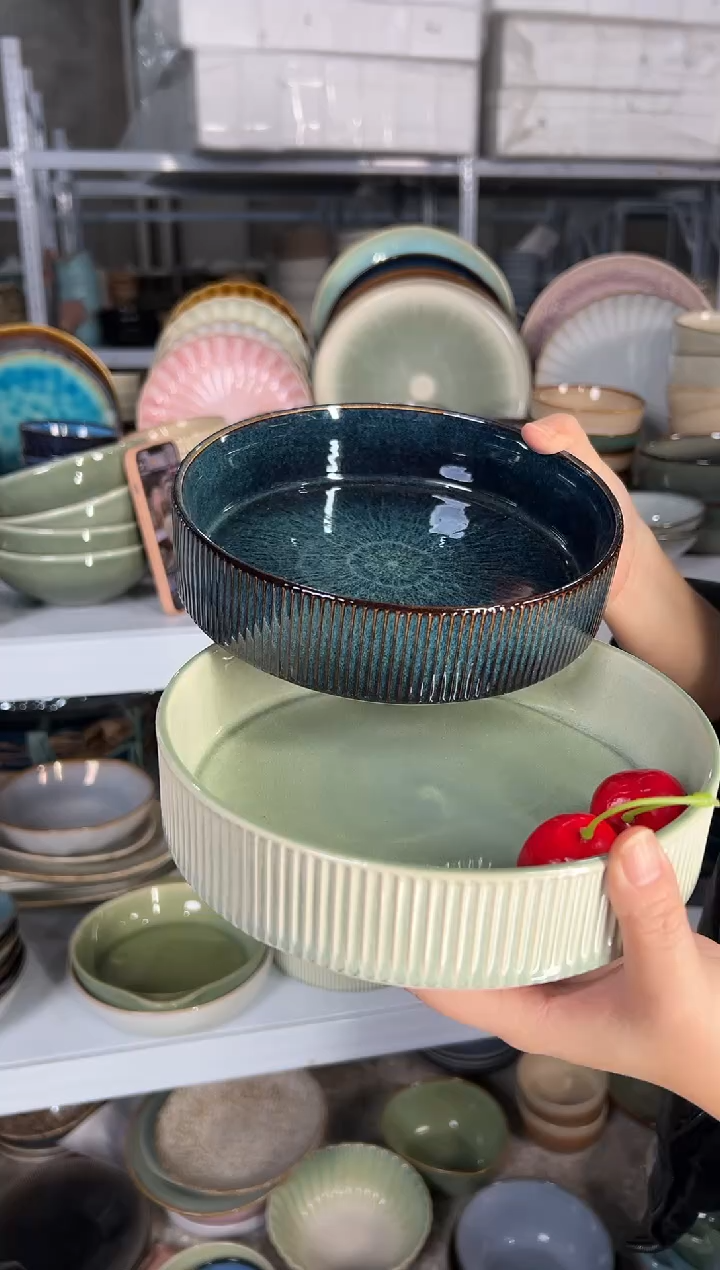 陶瓷外贸尾货瑕疵满20包邮X2深盘组合