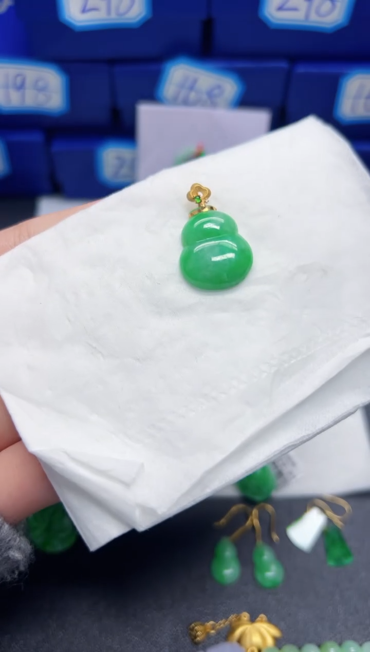 【闪购商品】翡翠颈饰18K金镶嵌Y缅料A货/支持复检/一件