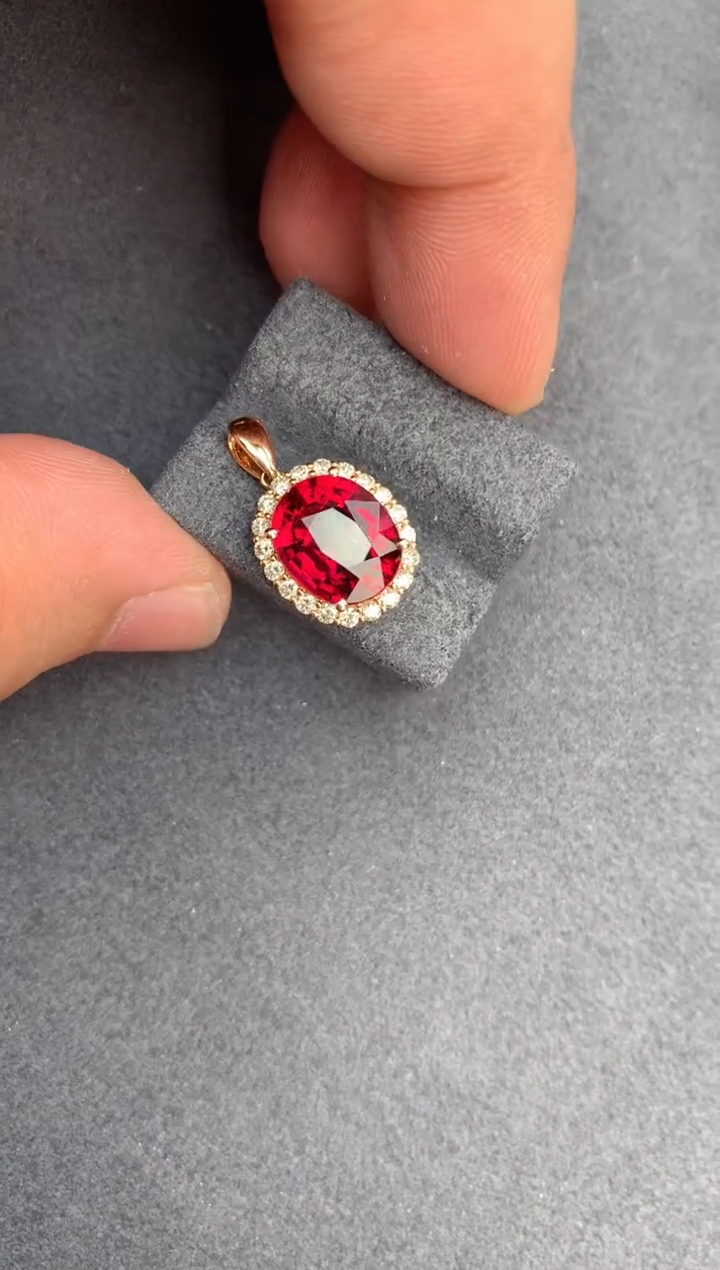 【闪购商品】碧玺吊坠(不含链)18K金镶嵌3.9ct卢比莱吊坠