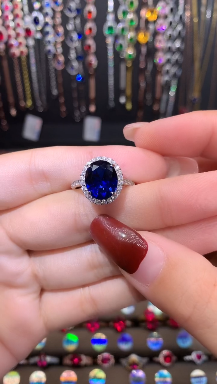 【闪购商品】蓝宝石戒指银S925镶嵌银色
