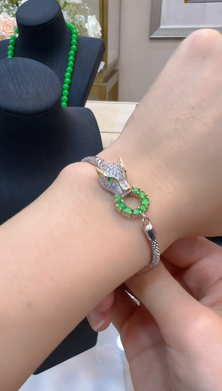银S925镶嵌手链翡翠多样性团购发一件