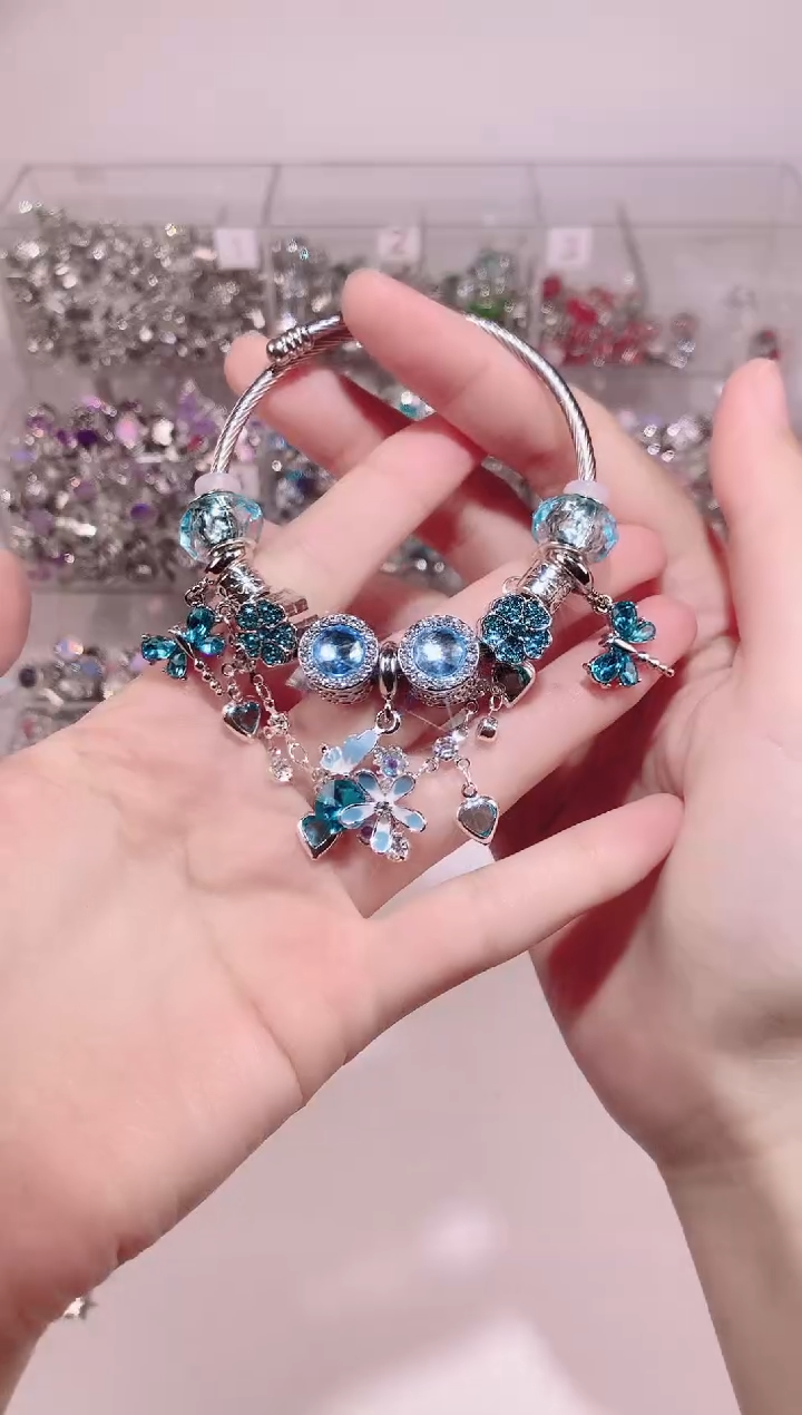 无铜合金蓝色蜻蜓副吊 花花款式