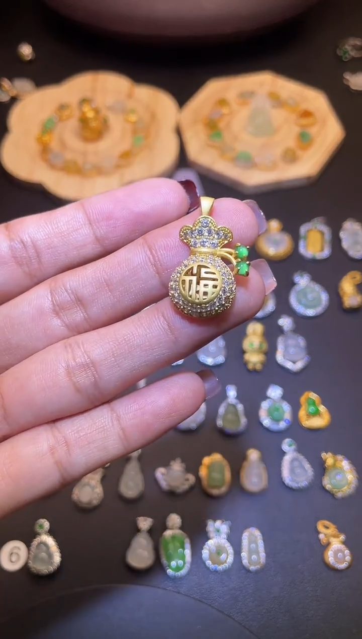 吊坠(不含链)银S925镶嵌翡翠1