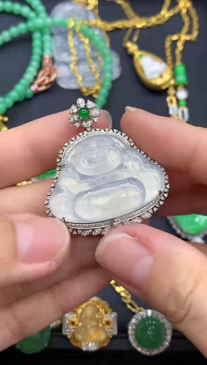 颈饰18K金镶嵌翡翠664-中国好珍宝