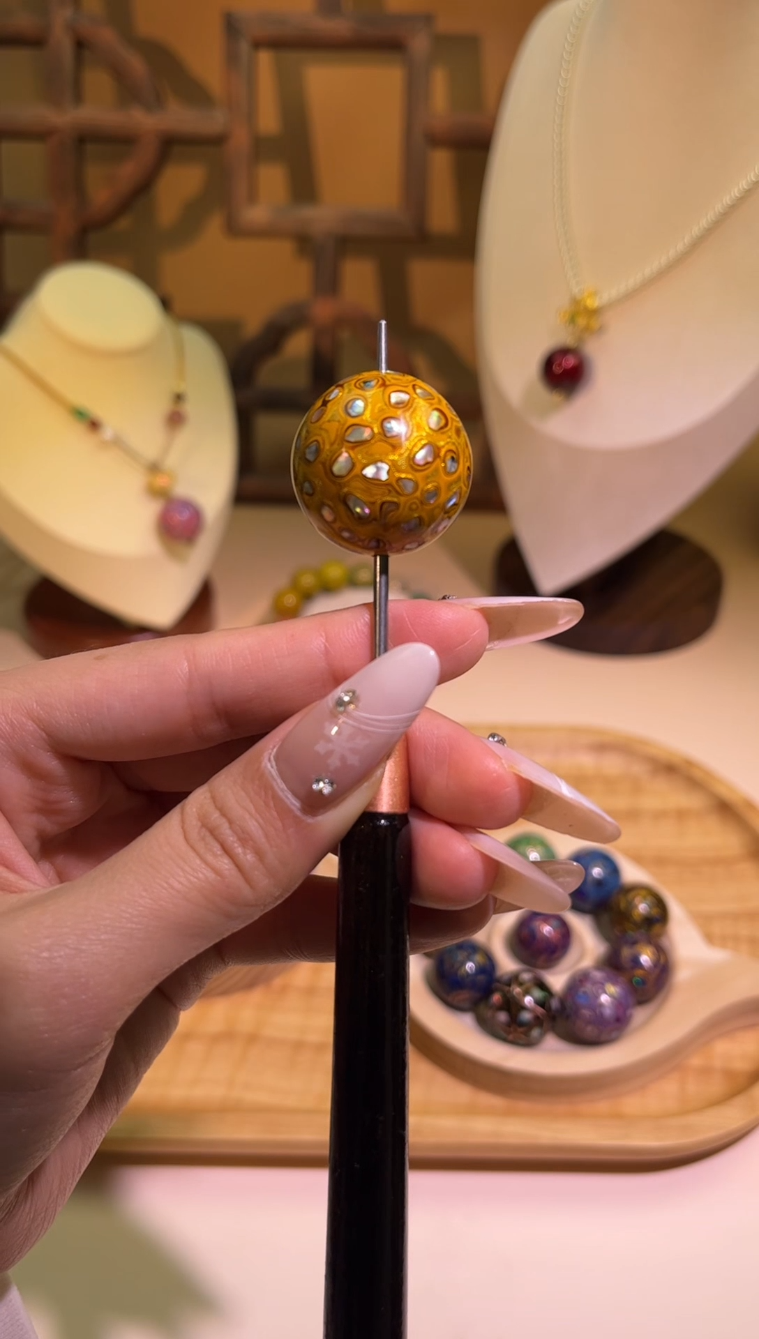 榕城大漆非遗螺钿单珠25mm