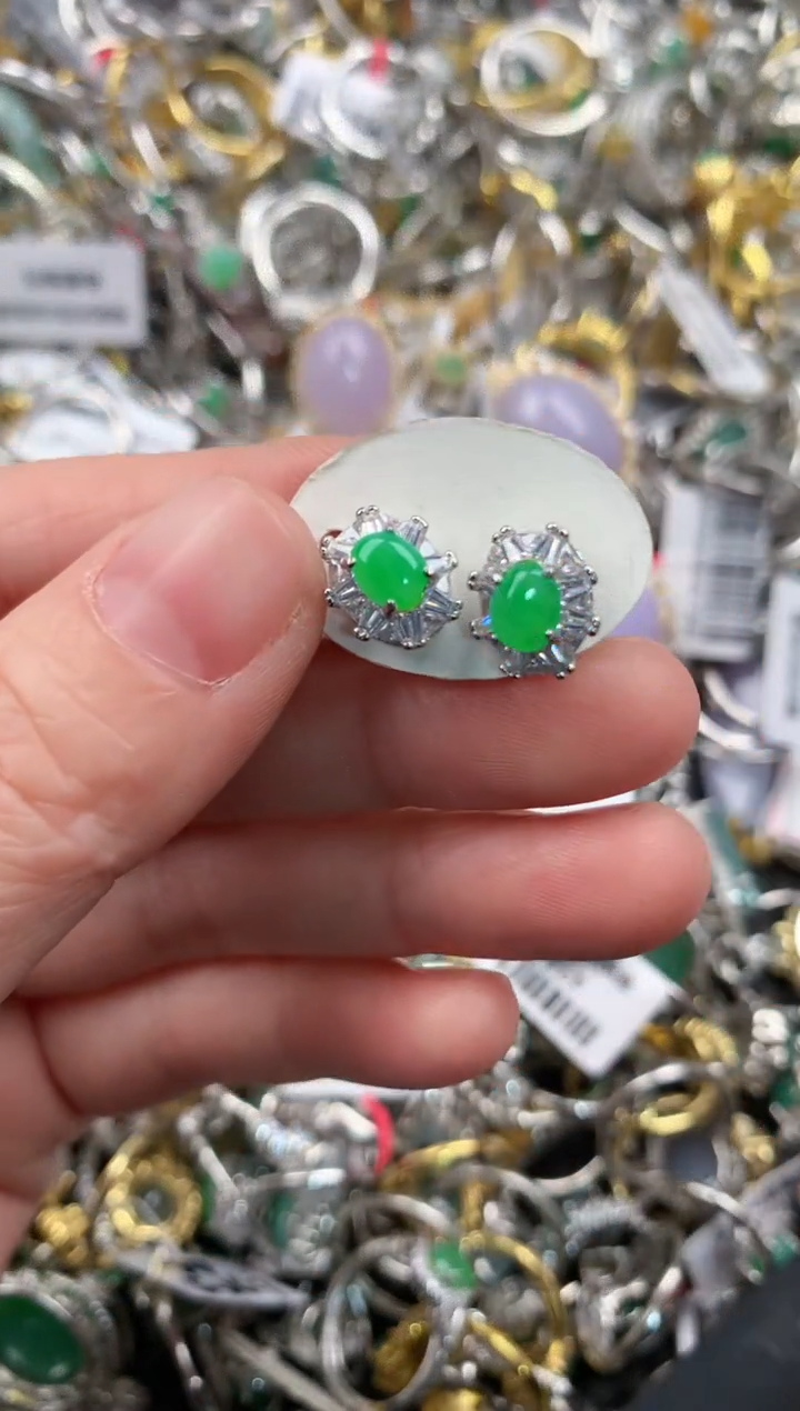 银S925镶嵌戒指翡翠444   5