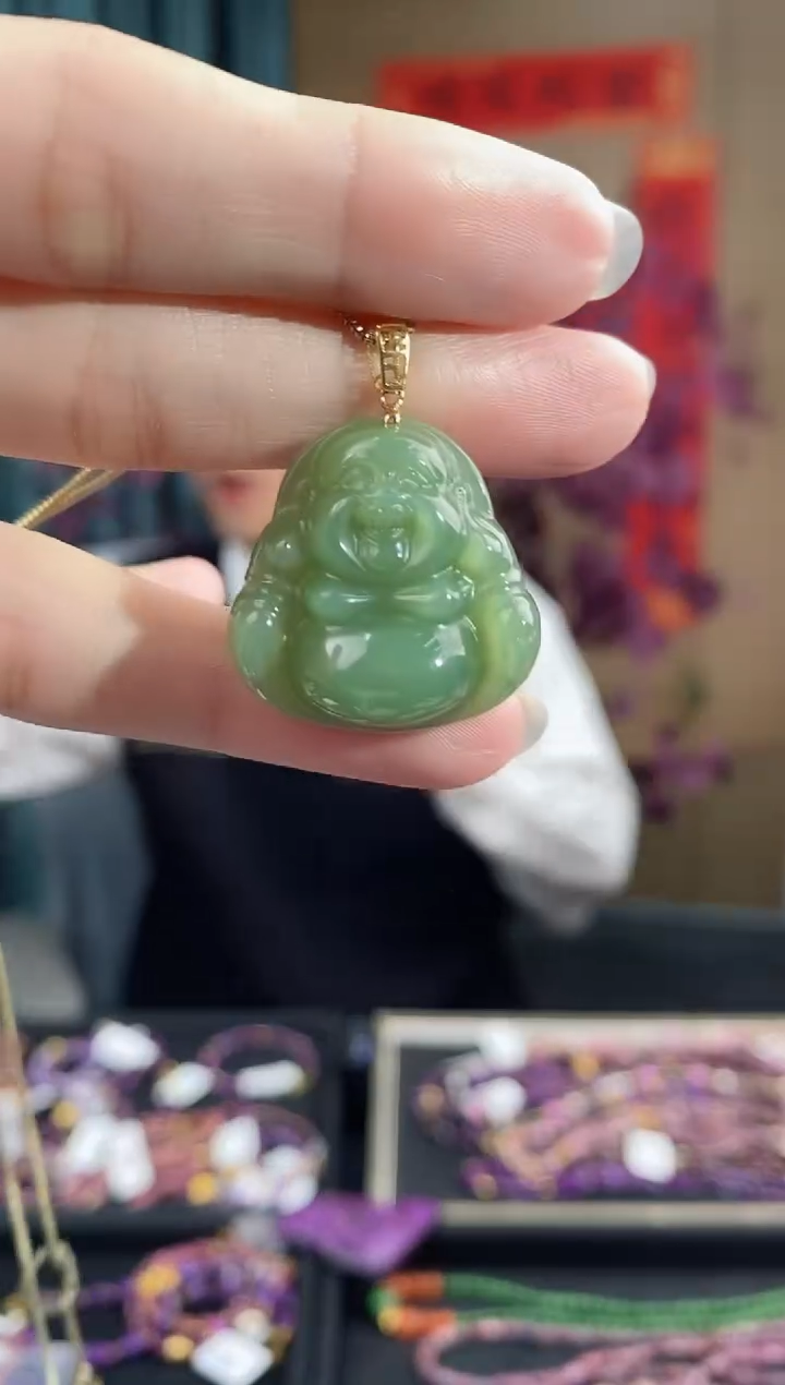 【闪购商品】和田玉吊坠(不含链)18K金镶嵌461多样性发其一