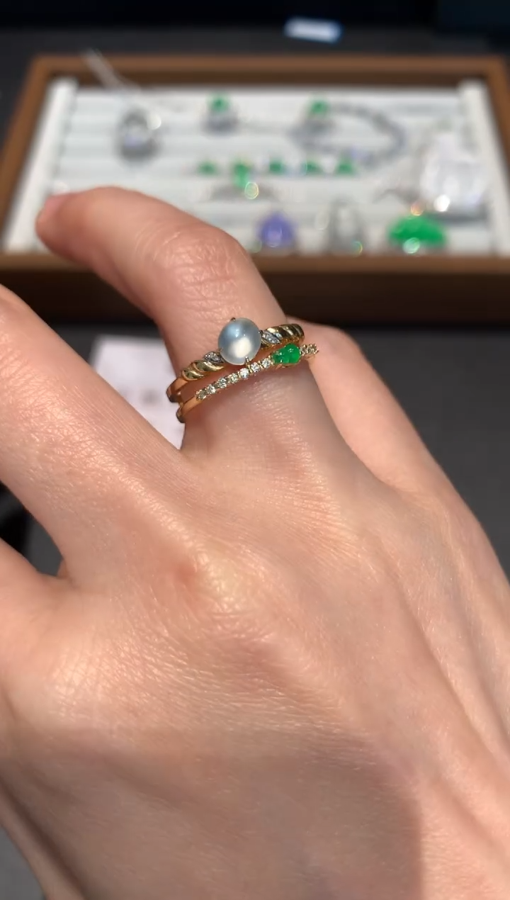 【闪购商品】翡翠戒指18K金镶嵌A72-4500