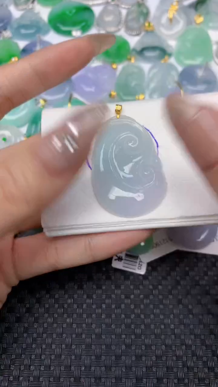 颈饰18K金镶嵌翡翠天然缅甸翡翠a货百元以上9元证书费自理