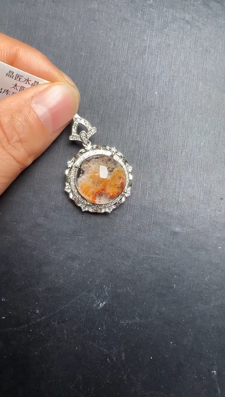 吊坠(不含链)银S925镶嵌水晶太阳花吊坠 