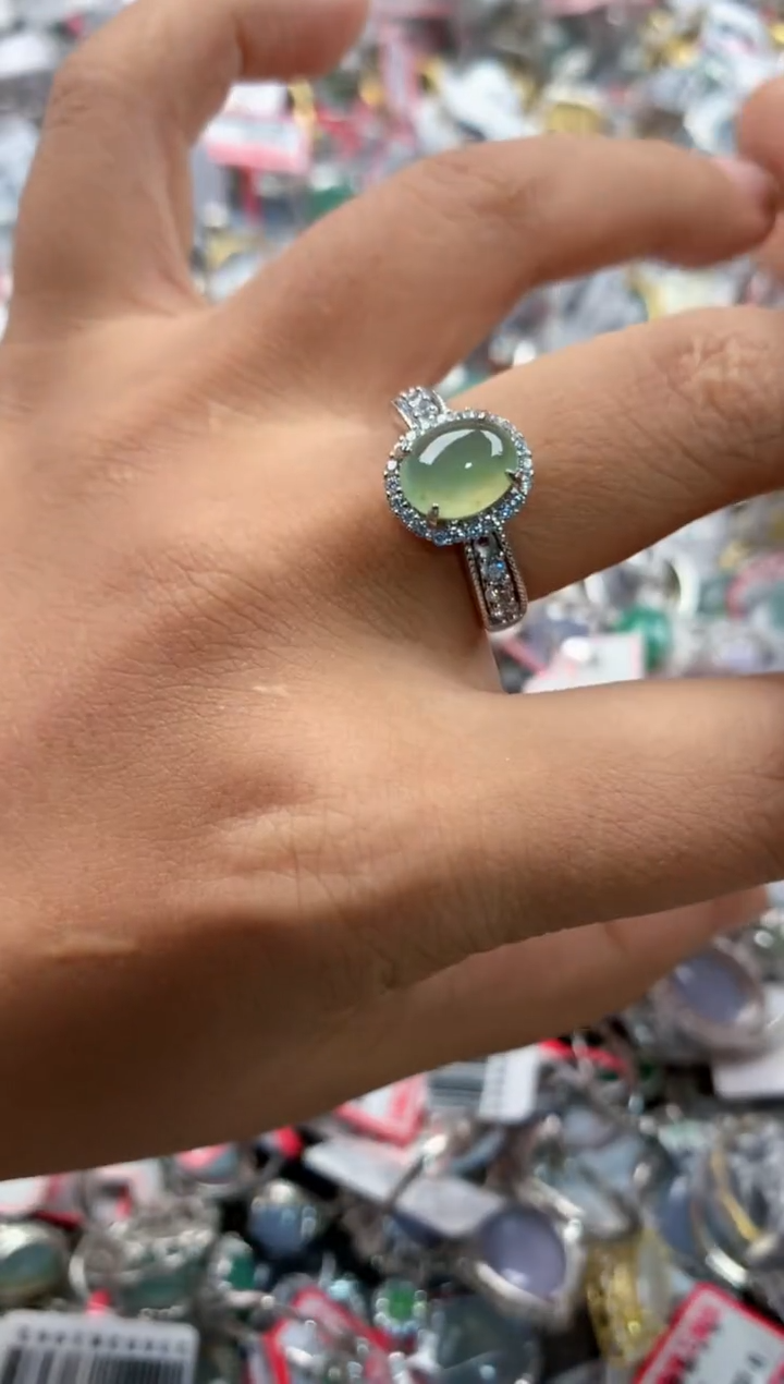 银S925镶嵌戒指翡翠10                   6