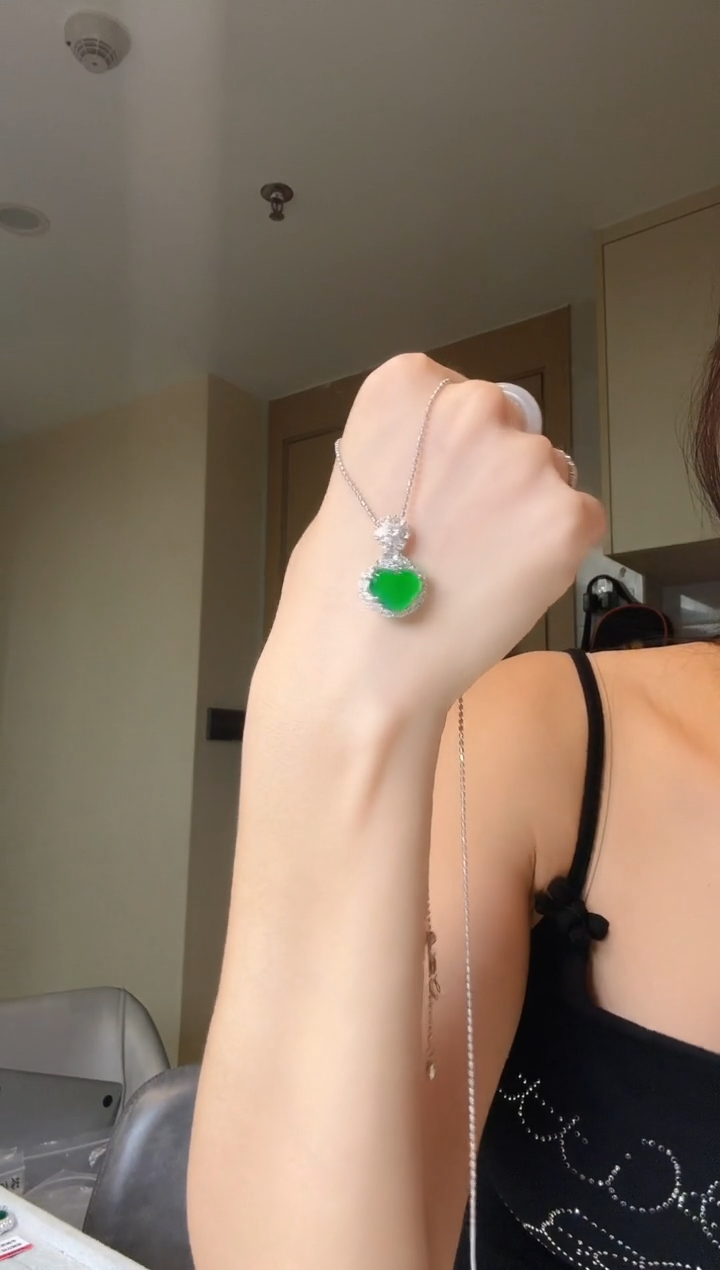 翡翠银S925镶嵌吊坠(不含链)天然翡翠吊坠