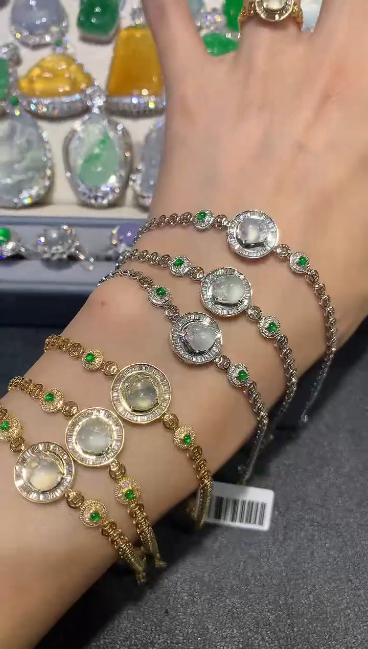 【闪购商品】翡翠手链18K金镶嵌q131多样性一件发货备注颜色