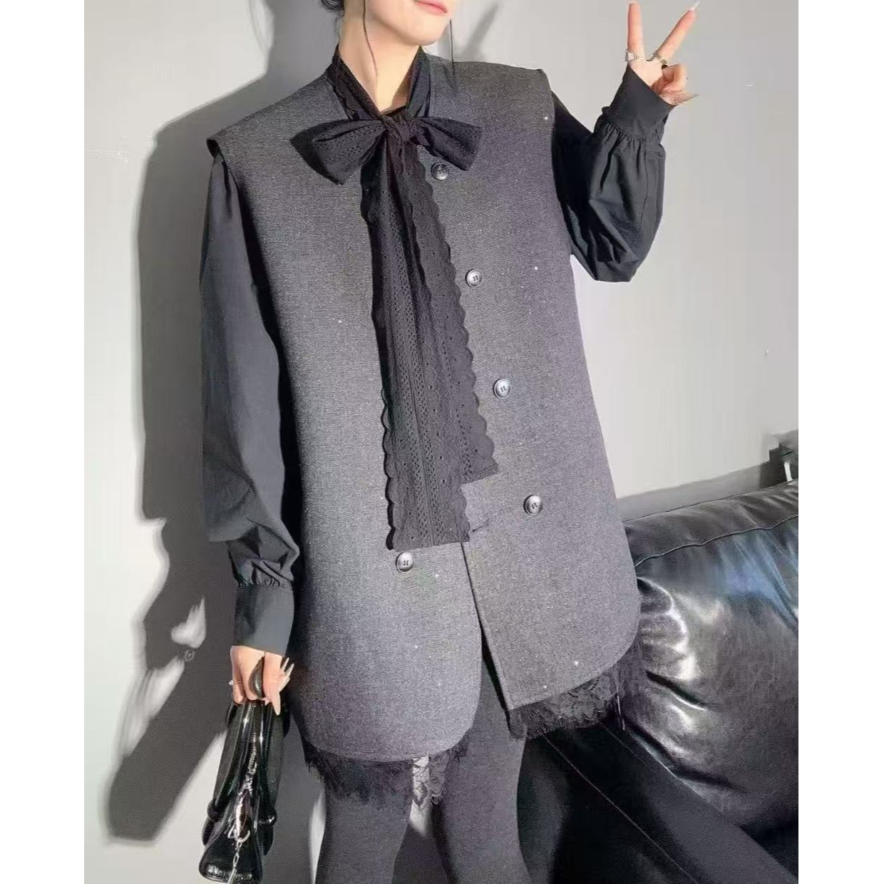 【源源家】2025新款女装时尚百搭潮流气质设计感春季两件套