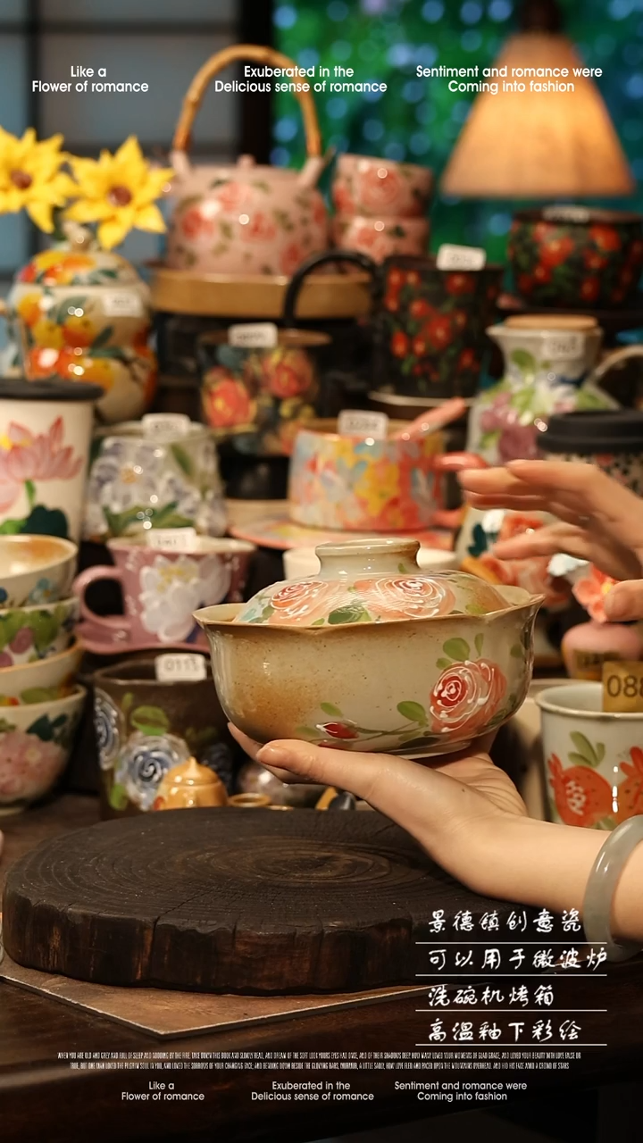 陶瓷景德镇高温釉下彩手工手绘款式