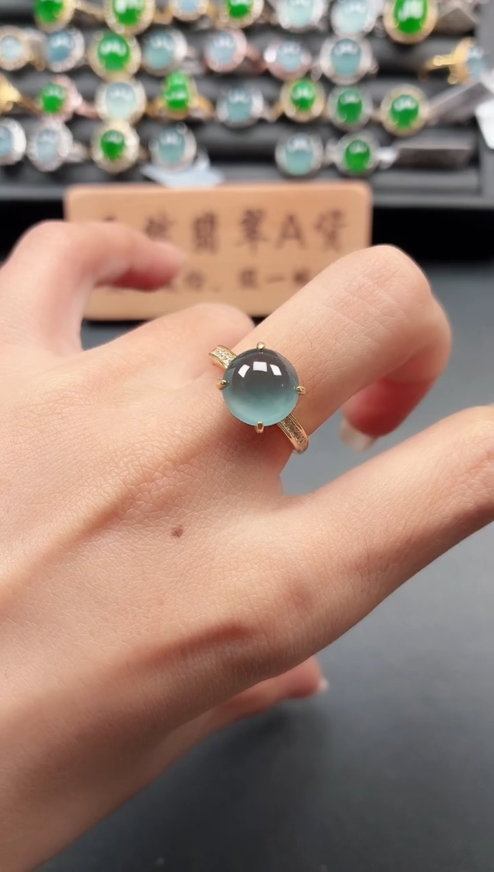 银S925镶嵌戒指翡翠1