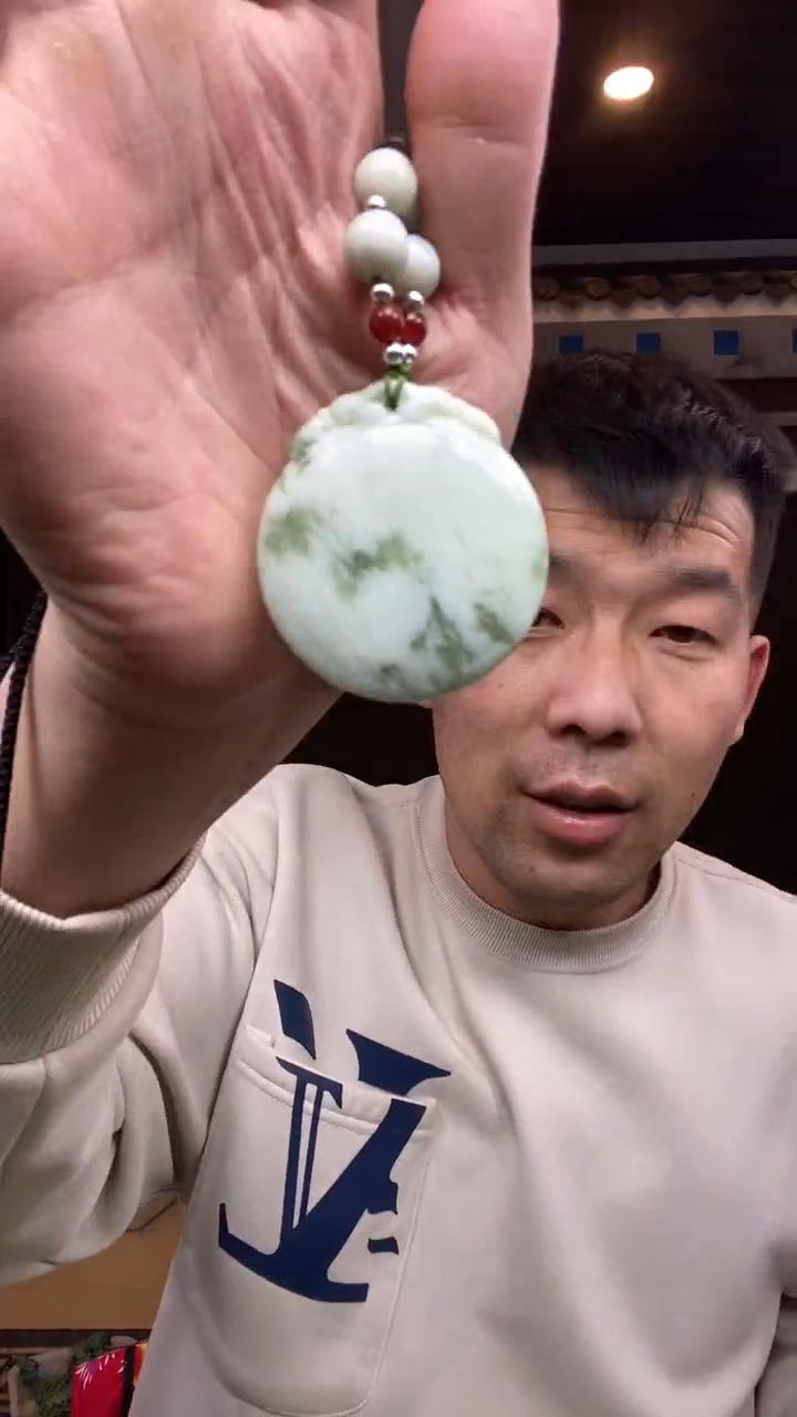 【闪购商品】岫玉颈饰未镶嵌老油翠事牌半珠链