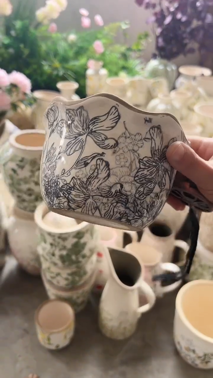 【闪购商品】陶瓷花盆高9cm内口11.5cm