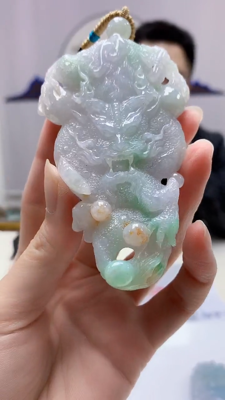 【闪购商品】定制翡翠未镶嵌5153zm-毛货挂件龙牌153