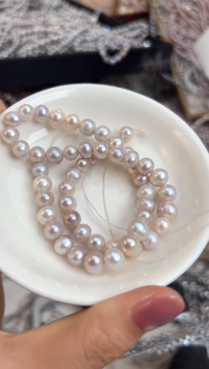 未镶嵌21淡水珍珠曙*珍珠项链无核7mm左右