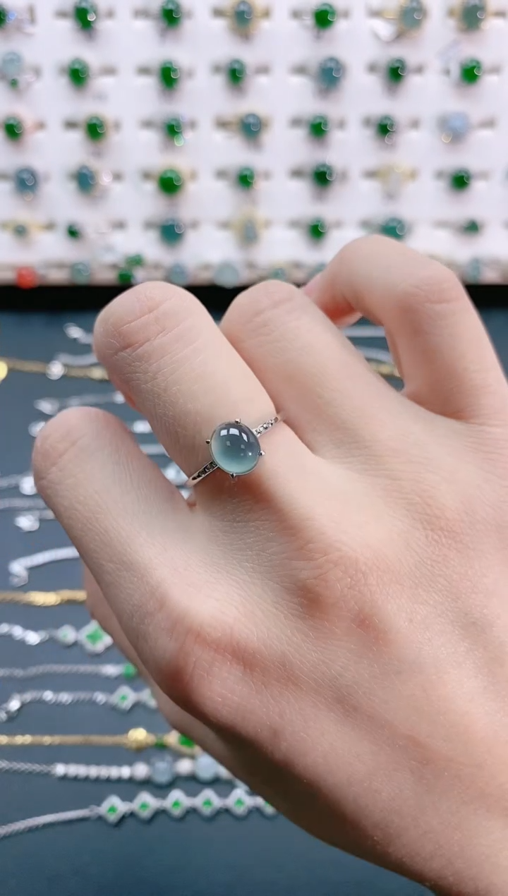 【闪购商品】翡翠戒指银S925镶嵌天然翡翠