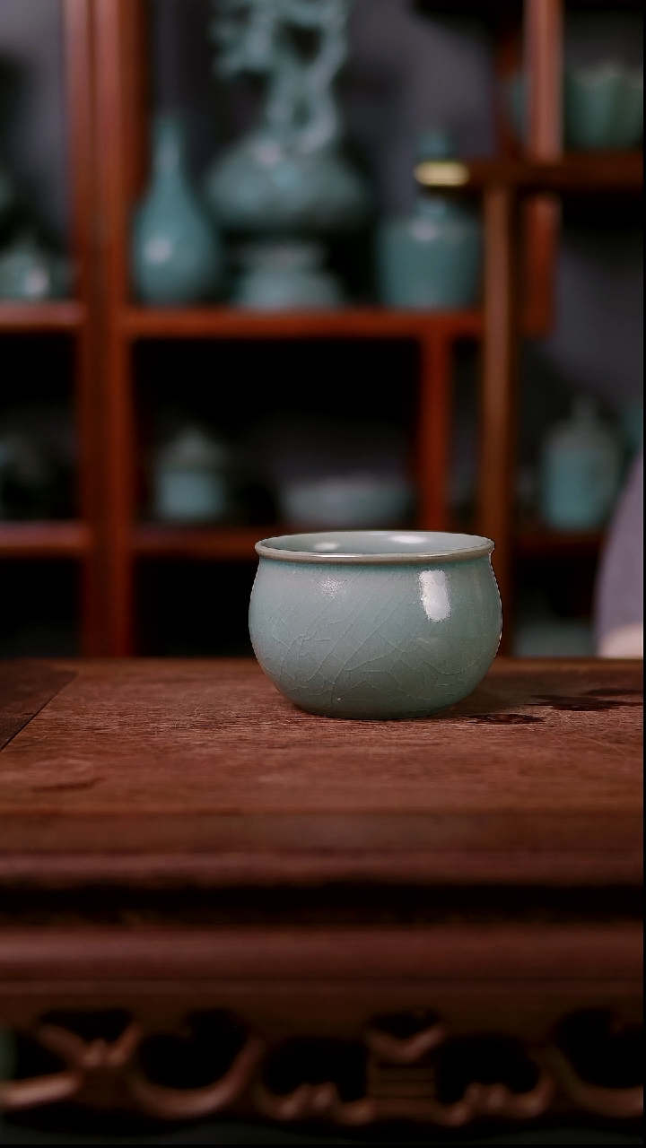 杯子陶青霁汝窑仿古釉  微瑕