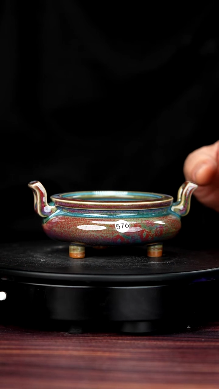 摆件瓷576#李盼龙一级品原矿钧瓷宣德炉