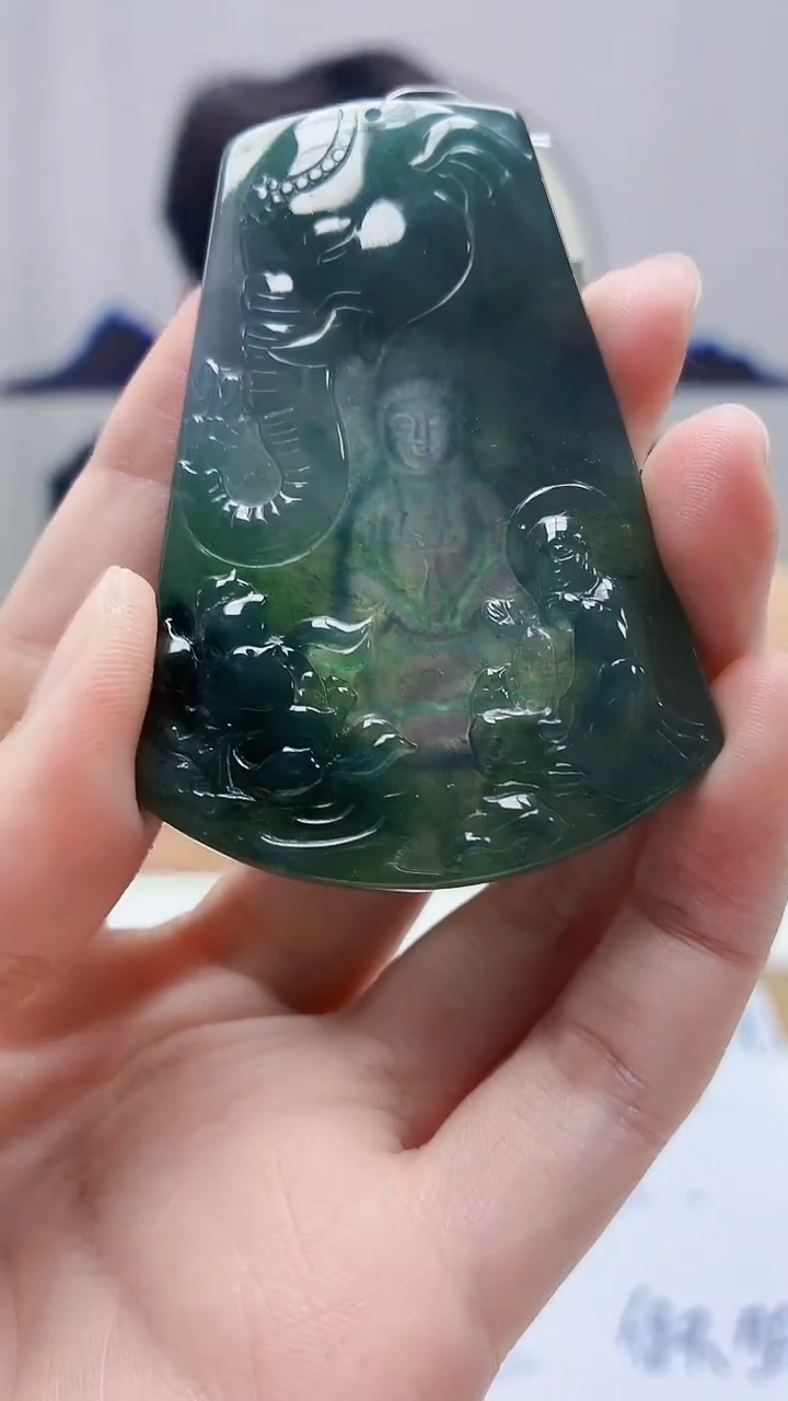 未镶嵌定制翡翠5145zm-毛货挂件普贤113