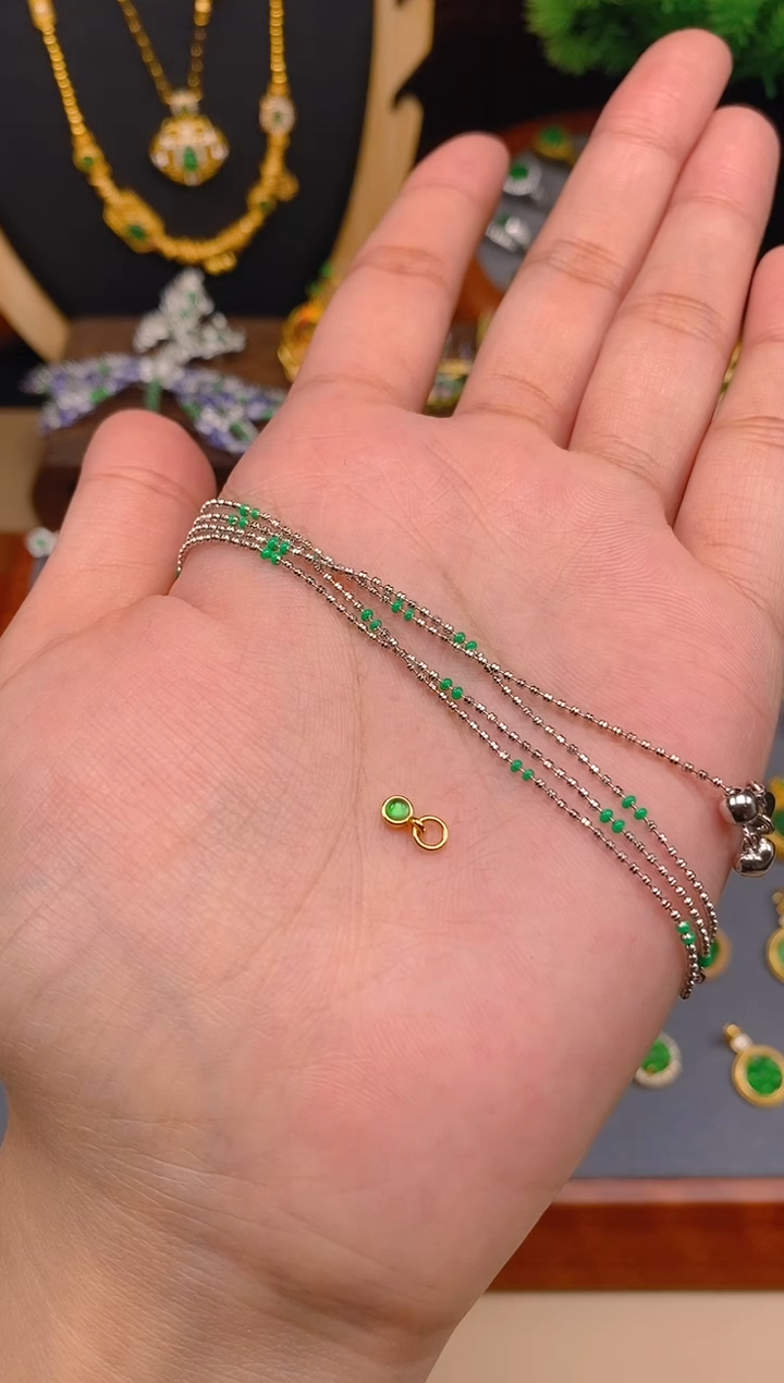 【闪购商品】翡翠项链银S925镶嵌银色可调节项链