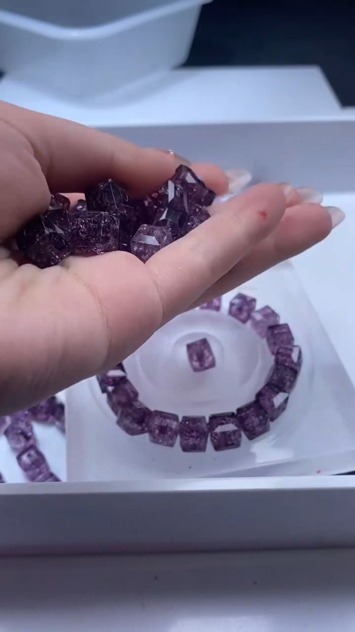 颈饰未镶嵌水晶w3180乌梅紫碧玺方糖10mm*0颗