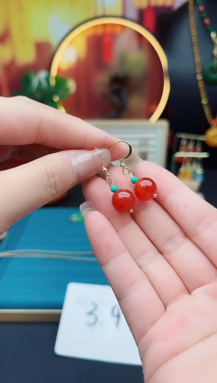 玛瑙/玉髓耳饰银S925镶嵌424000