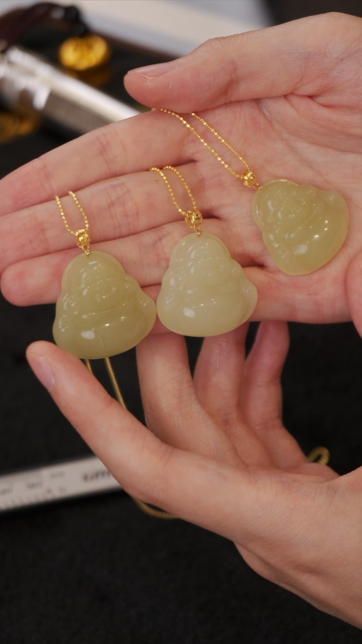和田玉18K金镶嵌颈饰52多样发一