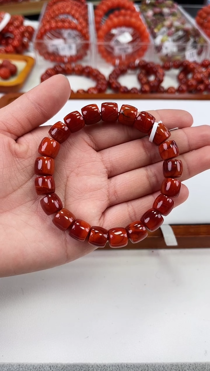 【闪购商品】南红玛瑙瓦西直切手串10+未镶嵌一个/条