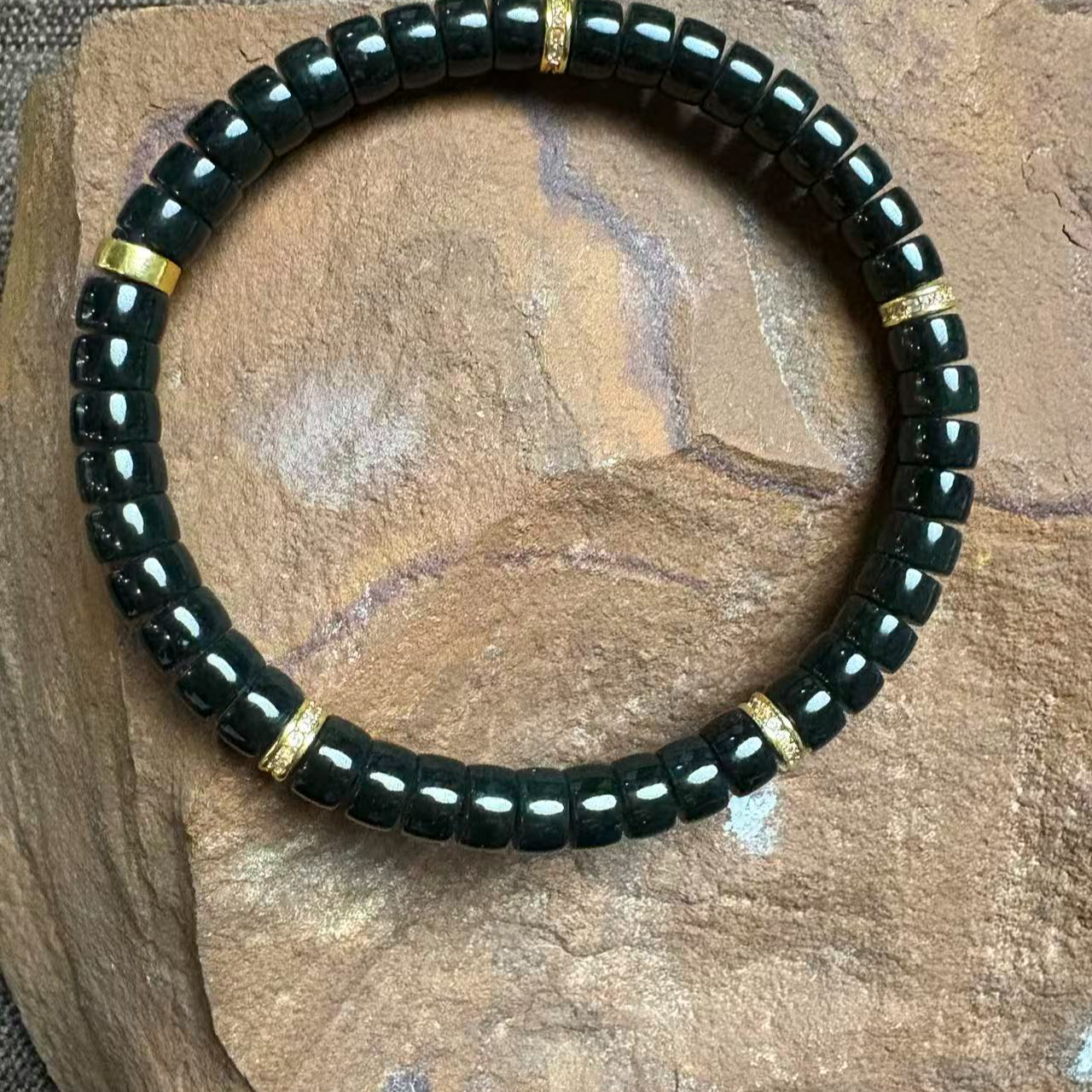  新疆和田玉塔青卡6mm手串