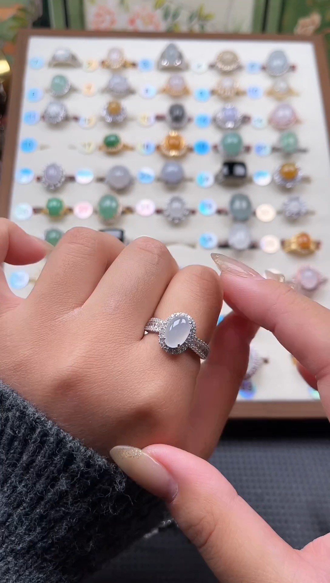 【闪购商品】翡翠戒指银S925镶嵌天然A货翡翠戒指