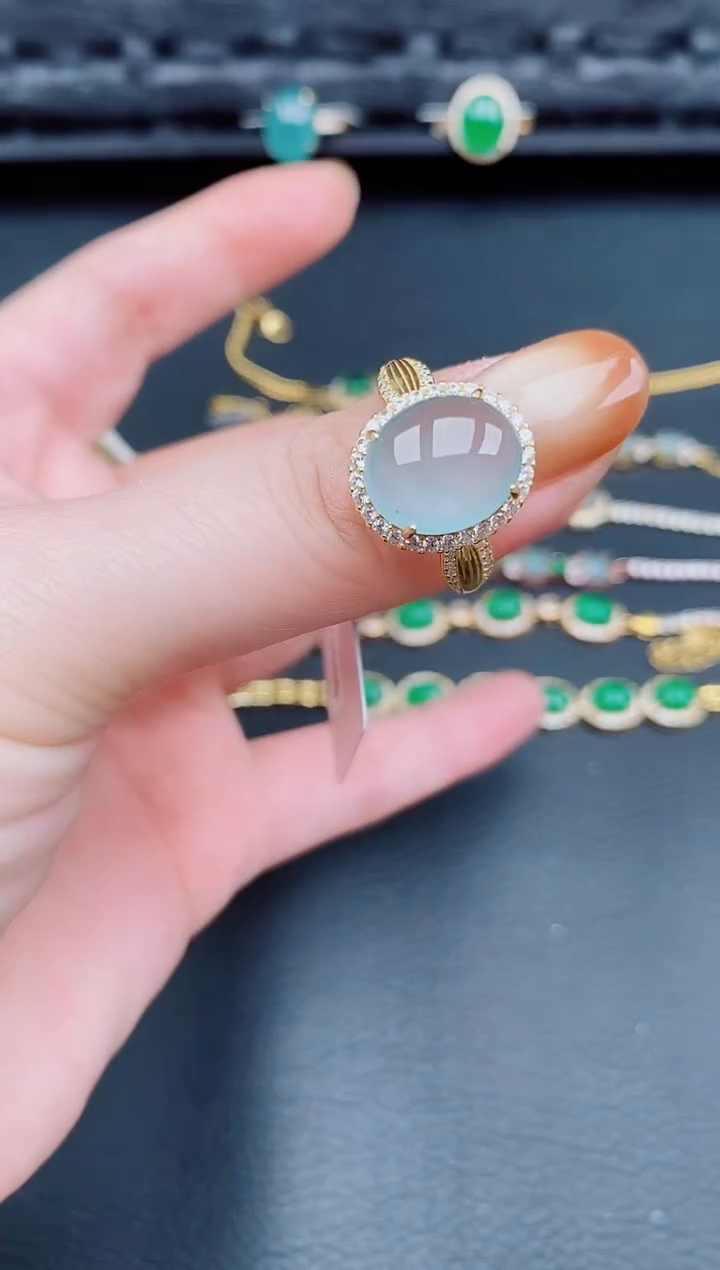 【闪购商品】翡翠戒指银S925镶嵌天然a货翡翠354