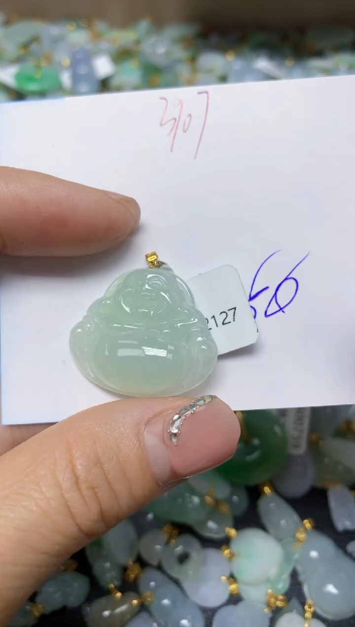 【闪购商品】翡翠挂件18K金镶嵌 天然翡翠A货