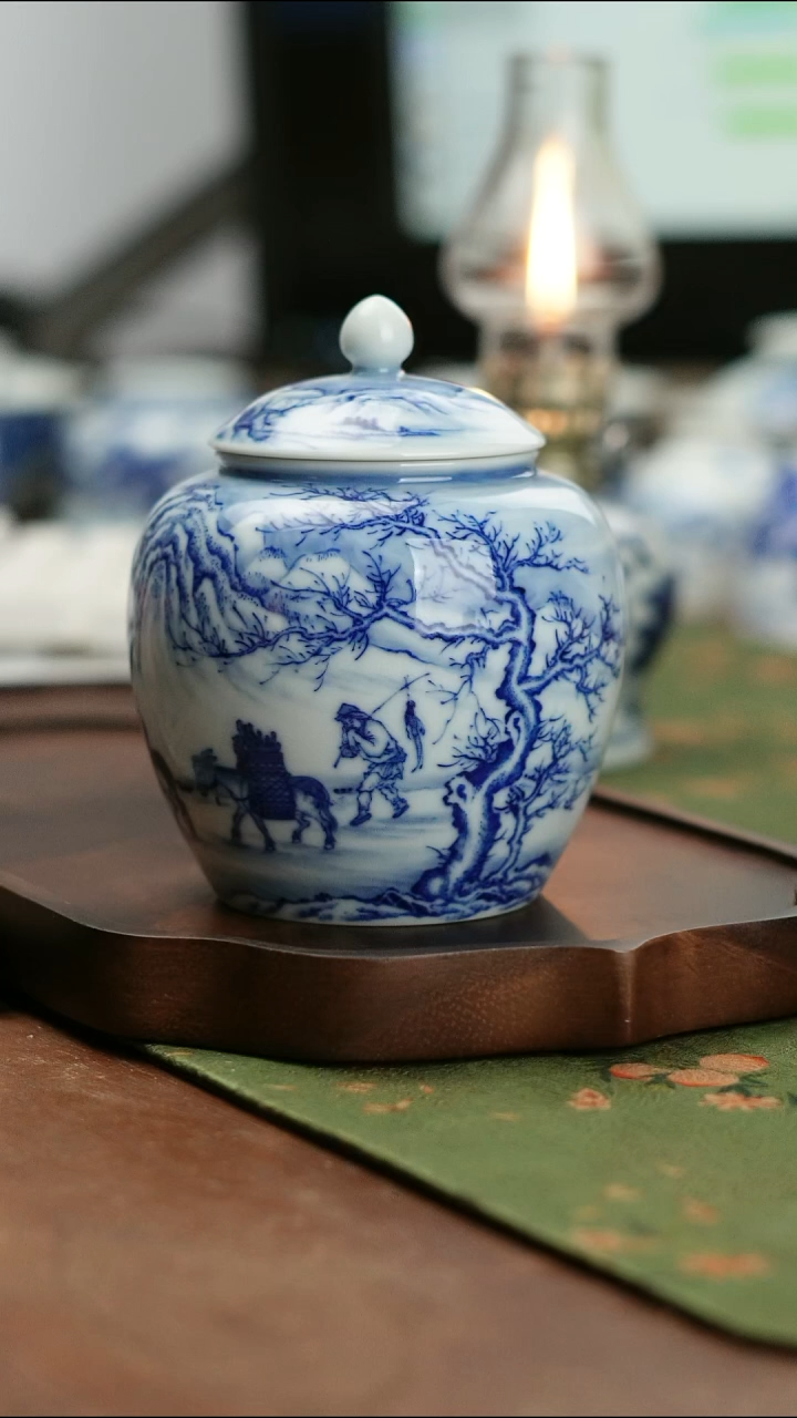 （景德镇名窑口）冯氏续真柴窑晓雪山行茶罐