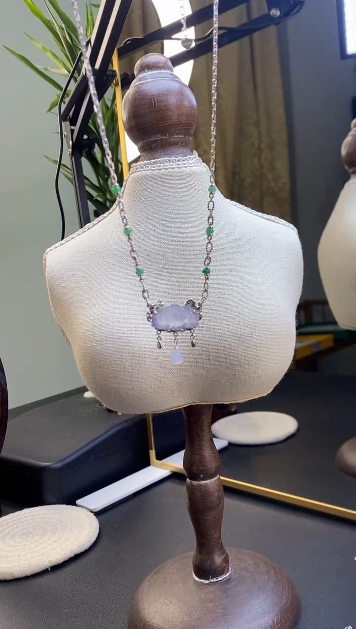 颈饰银S925镶嵌翡翠19417