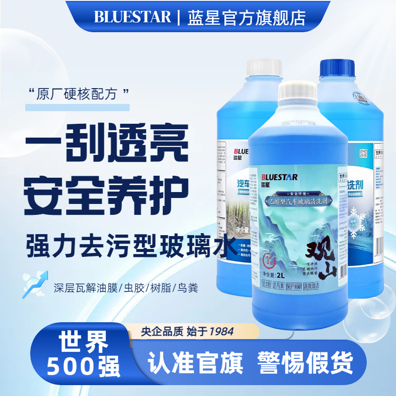 Blue Star/蓝星玻璃水四季通用夏季清洁冬季防冻去油膜虫胶养护型